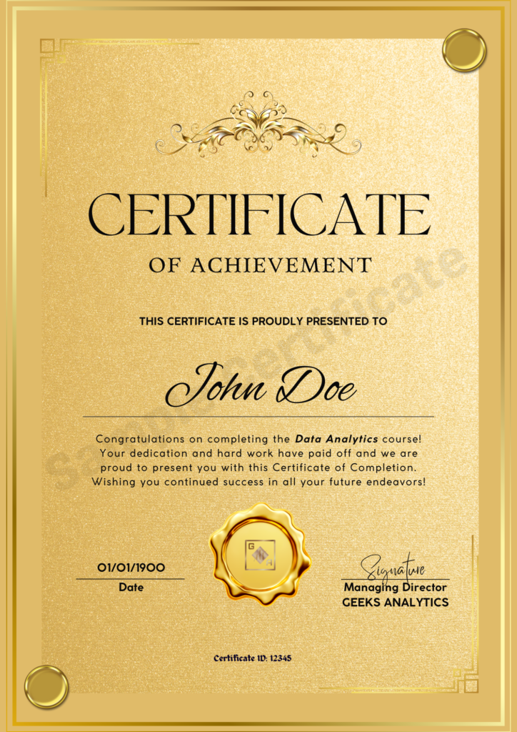Certificate of Achievement: Geeks Analytics