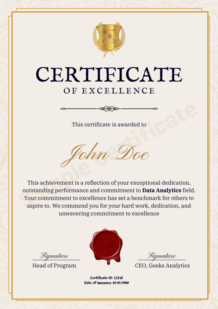 Certificate of Excellence: Geeks Analytics
